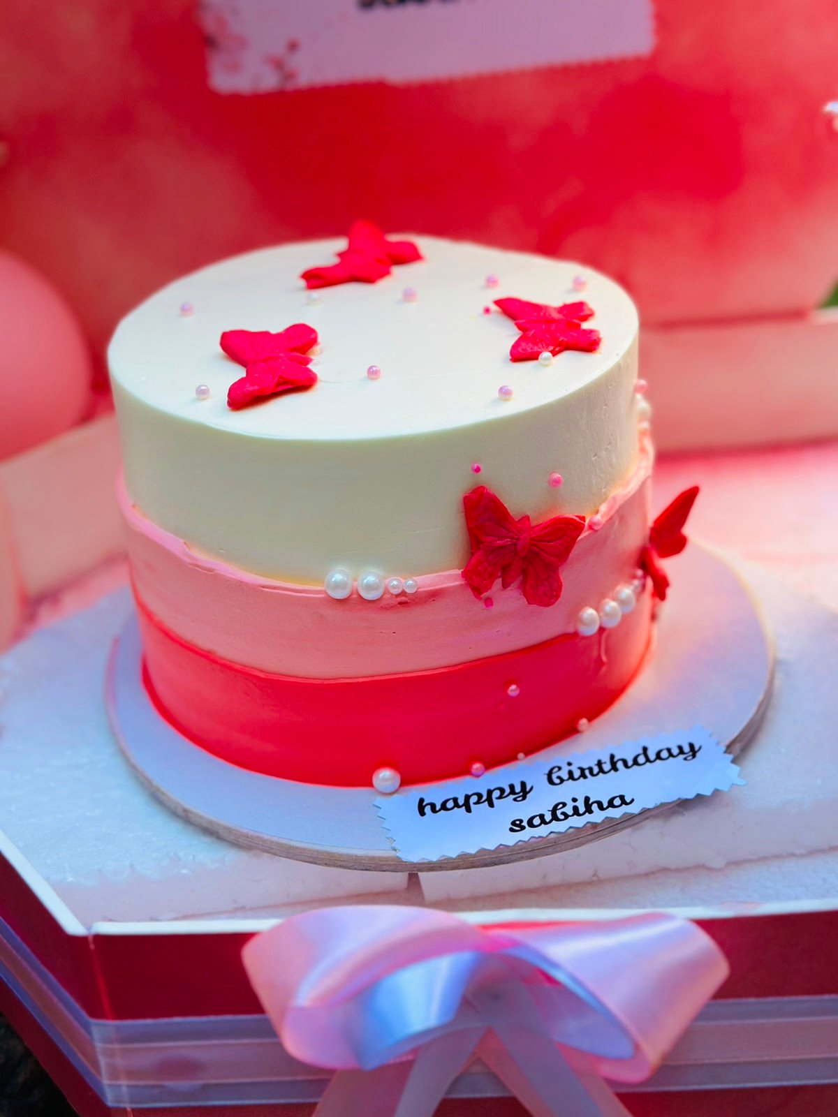 Pink Butterfly Delight Celebration Cake