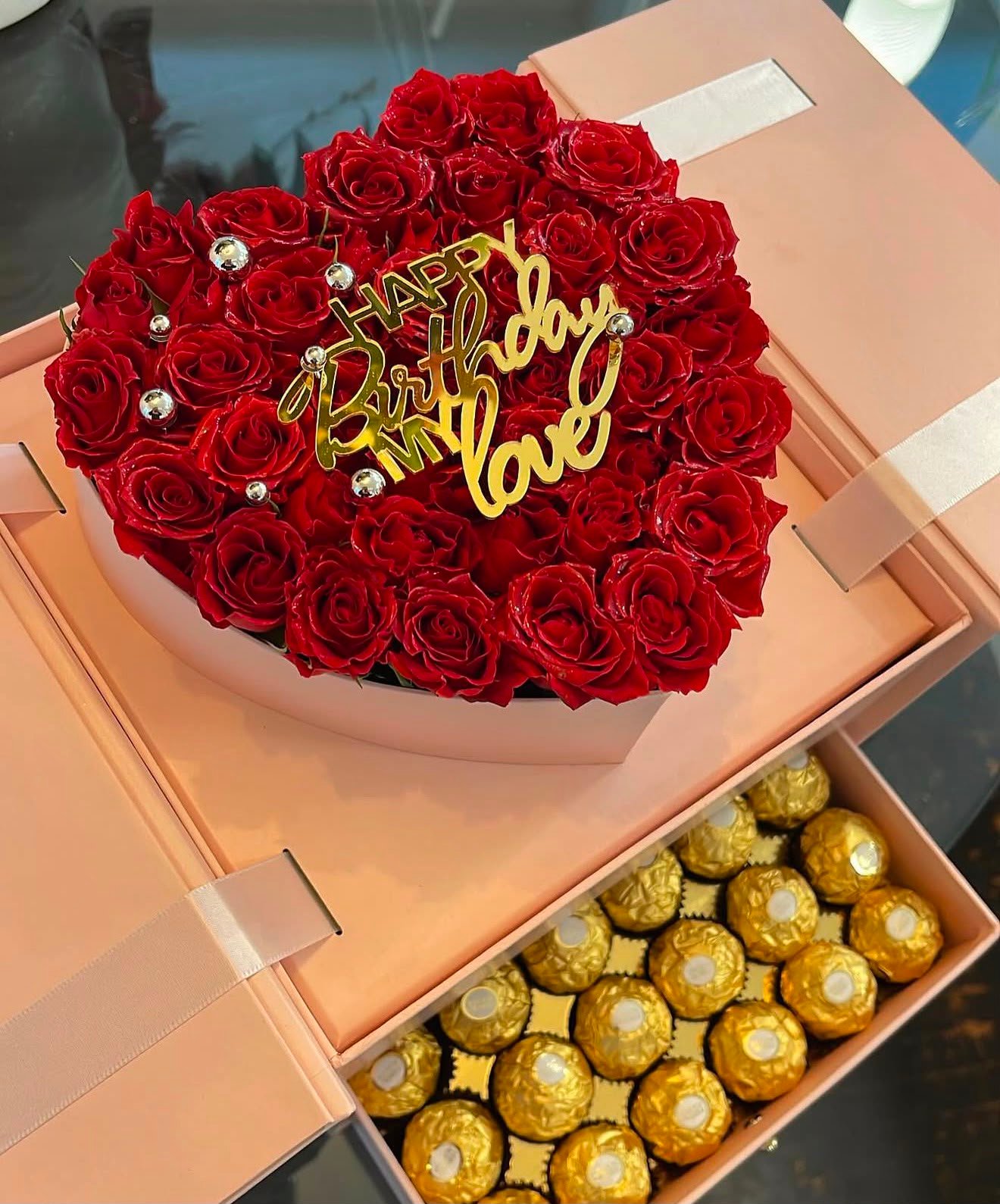 Luxury Heart Rose & Chocolate Surprise Box
