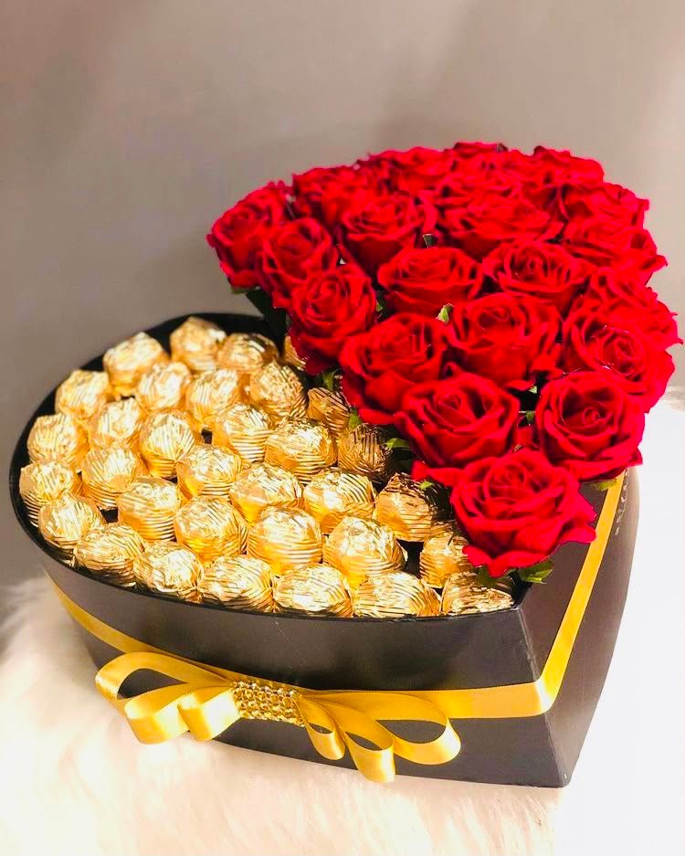 Ferrero & Red Rose Heart Box