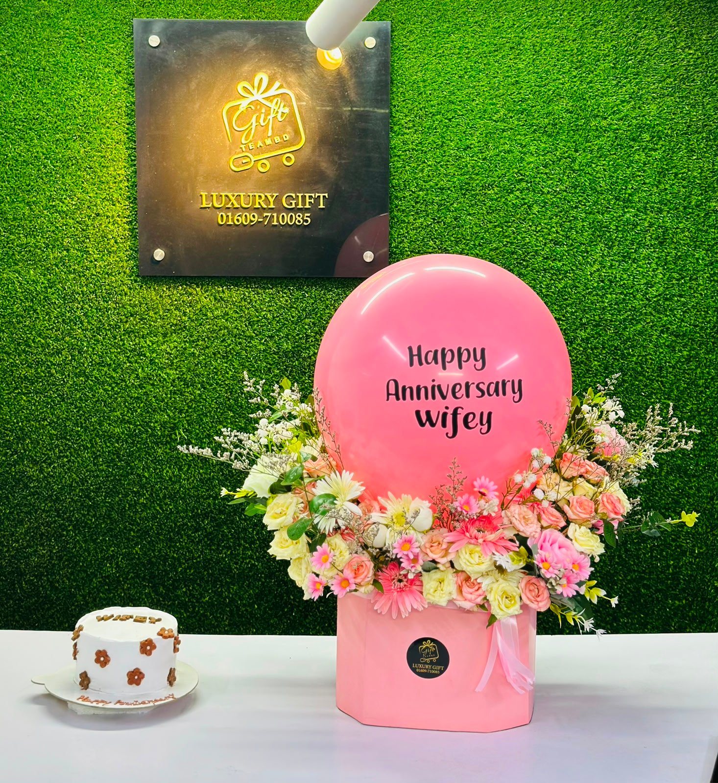 Happy Anniversary Wifey – Luxury Floral Surprise Package