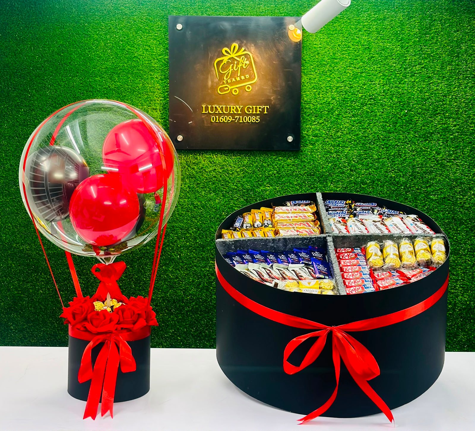 Luxury Chocolate Box & Rose Balloon Gift Set