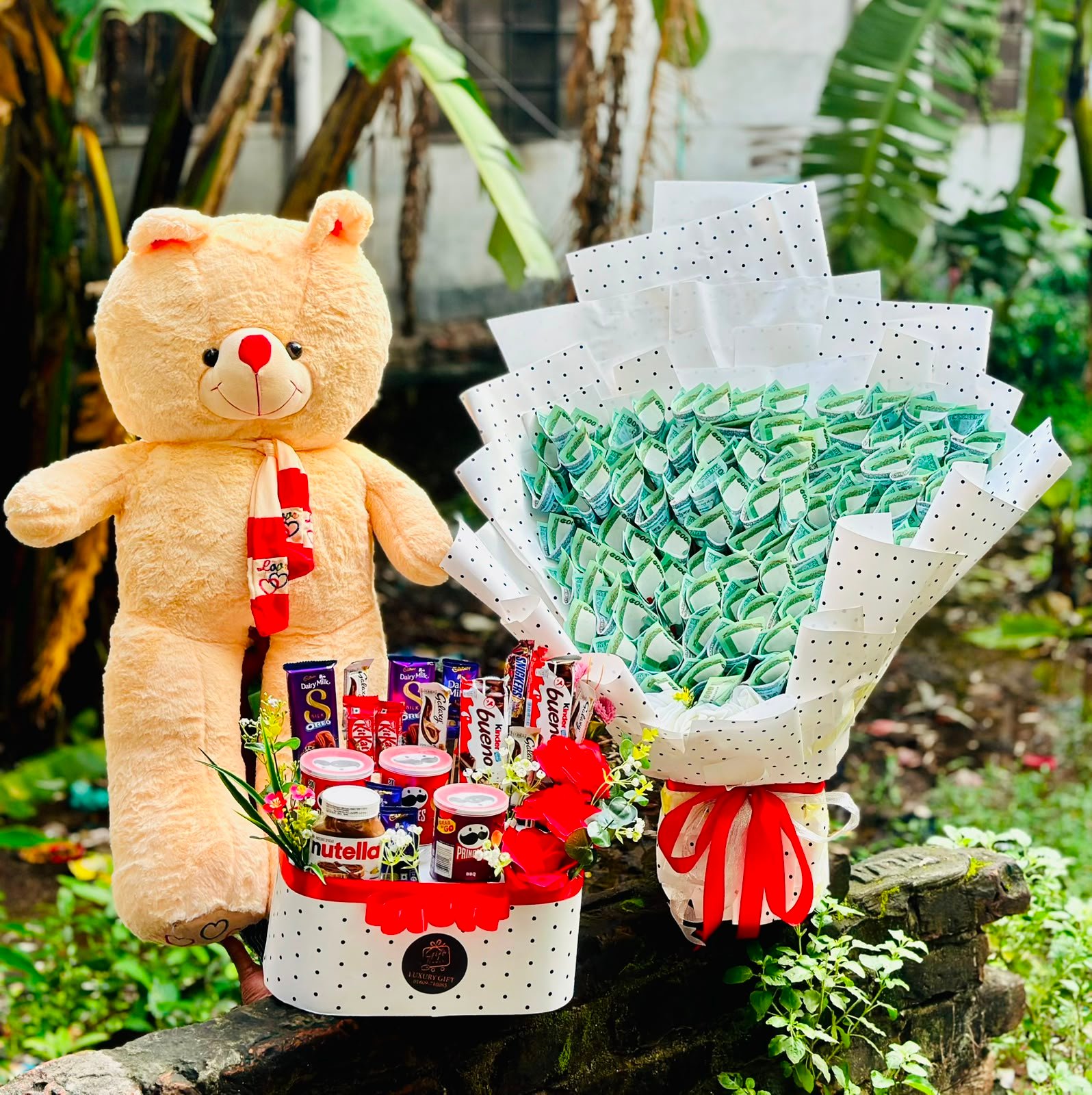 Premium Money Bouquet & Teddy Gift Combo