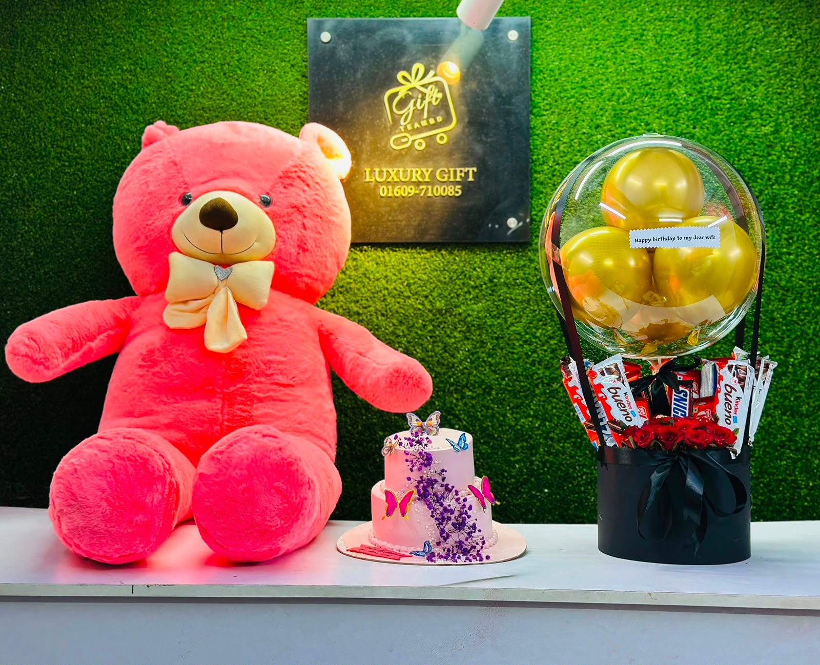 Premium Birthday Teddy, Cake & Chocolate Surprise Combo
